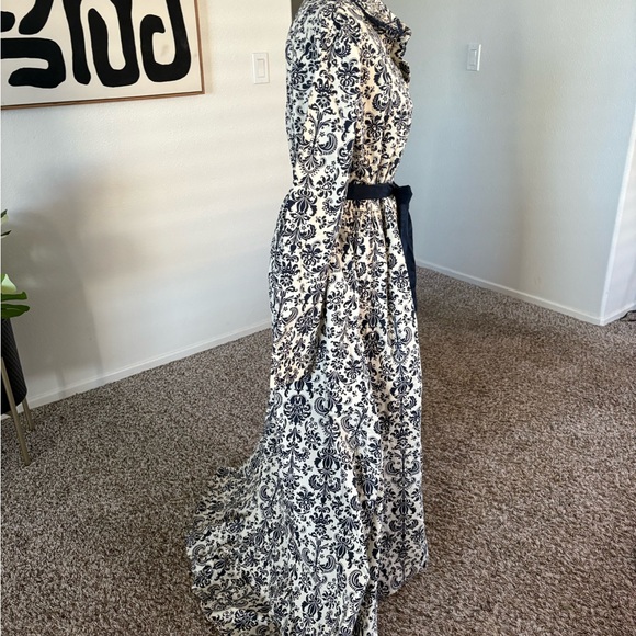 Trish Scully Constance Dress Long Sleeve Patterned in Navy and White - Picture 4 of 9